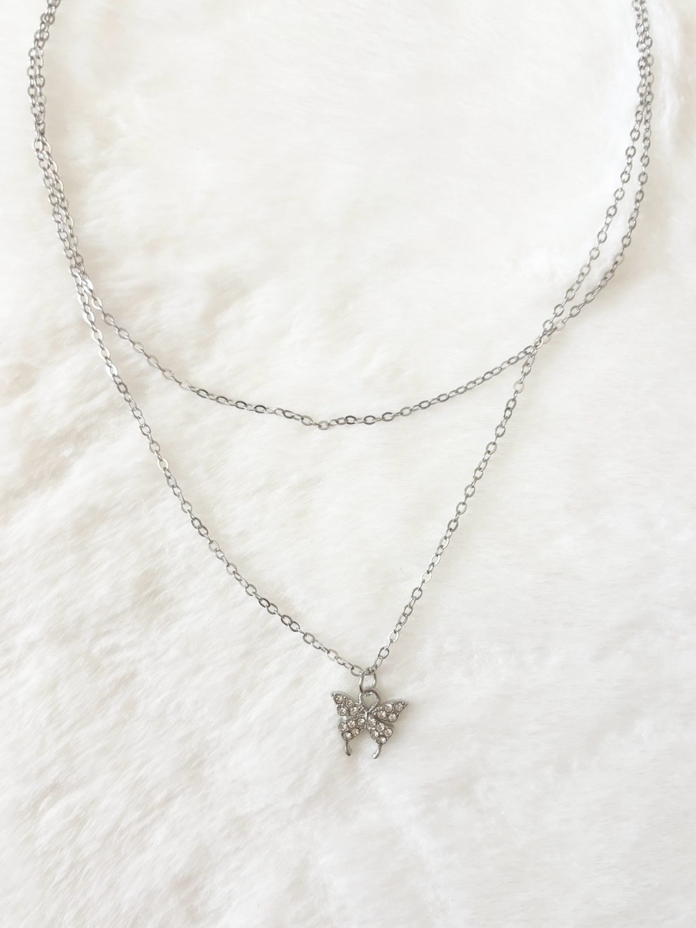 5/$15 🩷 MUST BUNDLE Silver Butterfly Layered Necklace - 2-Tier Women’s Jewelry